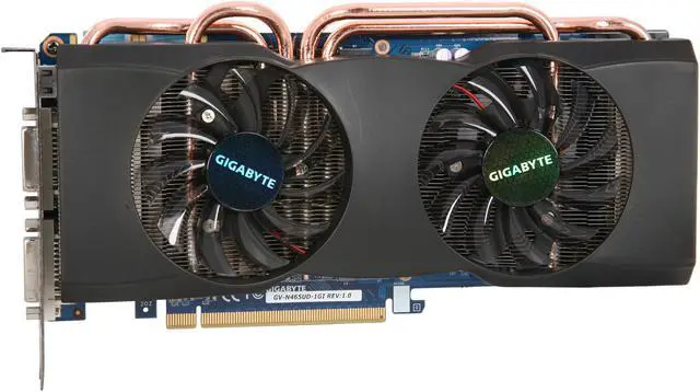 Alt view image 3 of 6 - GIGABYTE GeForce GTX 465 (Fermi) 1GB GDDR5 PCI Express 2.0 x16 SLI Support Graphics Card GV-N465UD-1GI