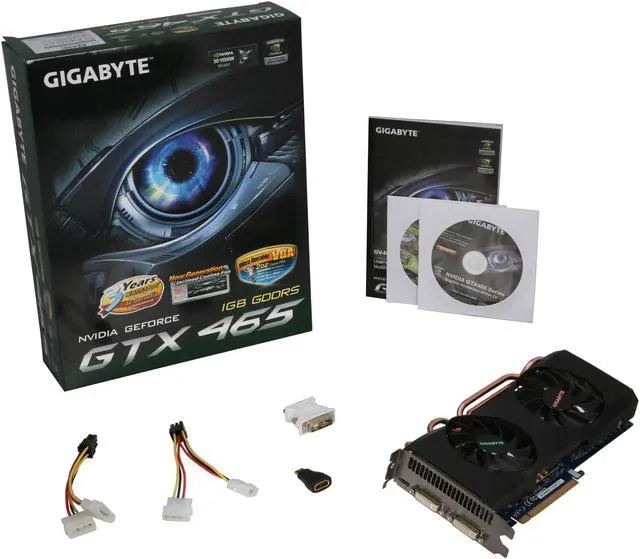 Alt view image 6 of 6 - GIGABYTE GeForce GTX 465 (Fermi) 1GB GDDR5 PCI Express 2.0 x16 SLI Support Graphics Card GV-N465UD-1GI