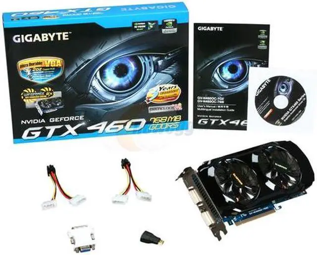 Alt view image 6 of 6 - GIGABYTE GeForce GTX 460 (Fermi) 768MB GDDR5 PCI Express 2.0 x16 SLI Support Graphics Card GV-N460OC-768I