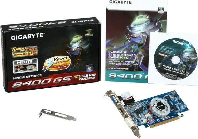 Alt view image 5 of 5 - GIGABYTE GV-N84STC-512I GeForce 8400 GS Supporting up to 512MB(128MB 64-bit GDDR3 onboard) PCI Express 2.0 x16 HDCP Ready  Low Profile Ready Video Card