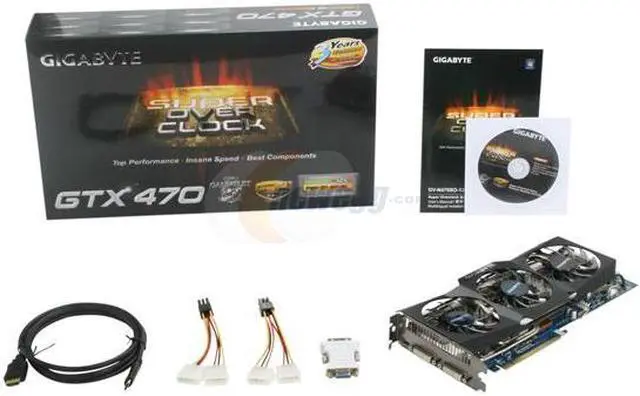 Alt view image 6 of 6 - GIGABYTE Super Overclock Series GeForce GTX 470 (Fermi) 1280MB GDDR5 PCI Express 2.0 x16 SLI Support Graphics Card GV-N470SO-13I