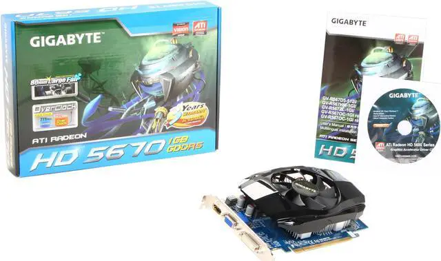 Alt view image 5 of 5 - GIGABYTE Radeon HD 5670 1GB GDDR5 PCI Express 2.1 x16 CrossFireX Support Graphics Card GV-R567OC-1GI Rev2.0