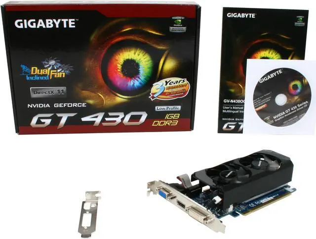 Alt view image 5 of 5 - GIGABYTE GeForce GT 430 (Fermi) 1GB DDR3 PCI Express 2.0 x16 Low Profile Ready Graphics Card GV-N430OC-1GL