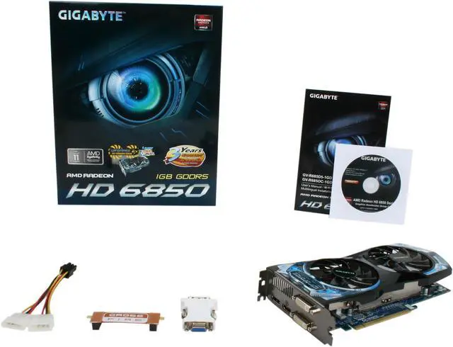 Alt view image 6 of 6 - GIGABYTE Radeon HD 6850 1GB GDDR5 PCI Express 2.1 x16 CrossFireX Support Graphics Card GV-R685D5-1GD