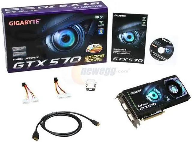 Alt view image 6 of 6 - GIGABYTE GeForce GTX 570 (Fermi) 1280MB GDDR5 PCI Express 2.0 x16 SLI Support Graphics Card GV-N570D5-13I-B
