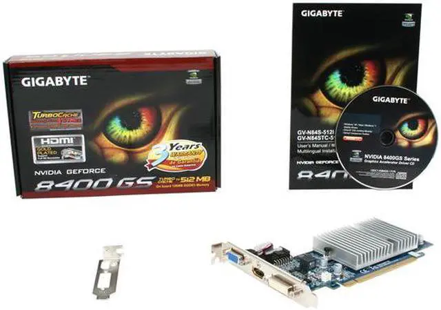Alt view image 5 of 5 - GIGABYTE GeForce 8400 GS Supporting up to 512MB(128MB onboard) GDDR3 PCI Express 2.0 x16 Low Profile Ready Graphics Card GV-N84STC-512I Rev2.0