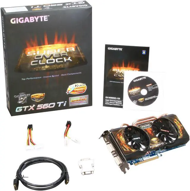 Alt view image 6 of 6 - GIGABYTE Super Overclock Series GeForce GTX 560 Ti (Fermi) 1GB GDDR5 PCI Express 2.0 x16 SLI Support Graphics Card GV-N560SO-1GI