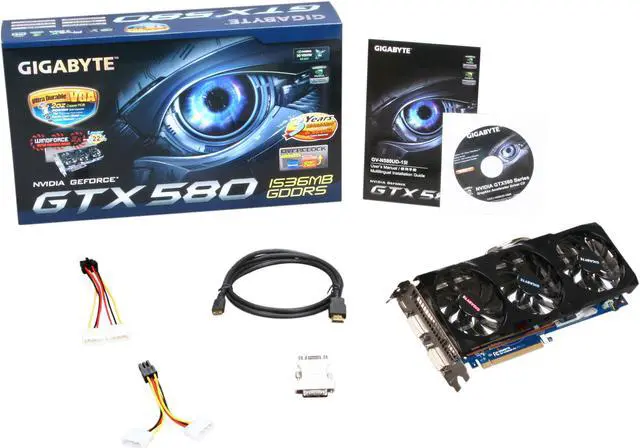Alt view image 6 of 6 - GIGABYTE GeForce GTX 580 (Fermi) 1536MB GDDR5 PCI Express 2.0 x16 SLI Support Graphics Card GV-N580UD-15I