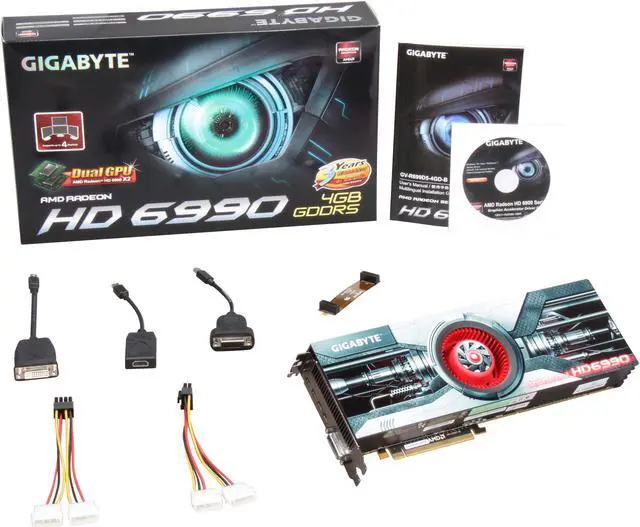 Alt view image 6 of 6 - GIGABYTE Radeon HD 6990 4GB GDDR5 PCI Express 2.1 x16 Graphics Card GV-R699D5-4GD-B