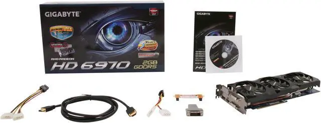 Alt view image 6 of 6 - GIGABYTE Radeon HD 6970 2GB GDDR5 PCI Express 2.1 x16 CrossFireX Support Graphics Card GV-R697OC-2GD
