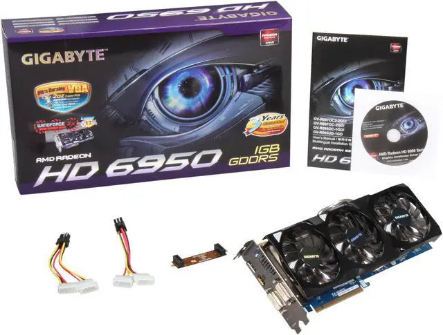 Alt view image 6 of 6 - GIGABYTE Radeon HD 6950 1GB GDDR5 PCI Express 2.1 x16 CrossFireX Support Graphics Card GV-R695UD-1GD