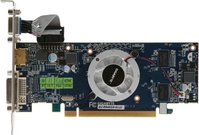 Alt view image 3 of 6 - GIGABYTE Radeon HD 6450 512MB DDR3 PCI Express 2.1 x16 CrossFireX Support Low Profile Ready Graphics Card GV-R645D3-512I