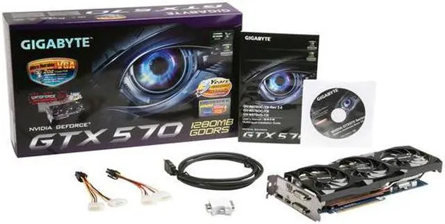 Alt view image 6 of 6 - GIGABYTE GeForce GTX 570 (Fermi) 1280MB GDDR5 PCI Express 2.0 x16 SLI Support Graphics Card GV-N570OC-13I Rev2.0