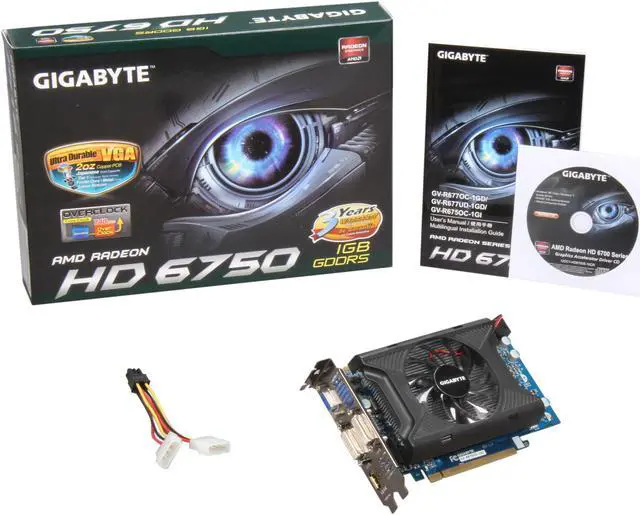 Alt view image 6 of 6 - GIGABYTE Radeon HD 6750 1GB GDDR5 PCI Express 2.1 x16 CrossFireX Support Graphics Card GV-R675OC-1GI