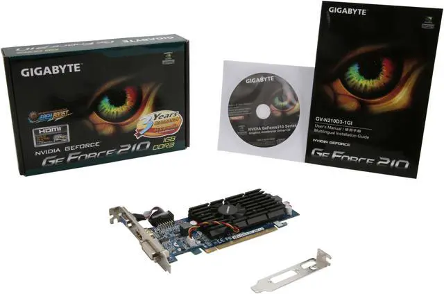 Alt view image 6 of 6 - GIGABYTE GeForce 210 1GB DDR3 PCI Express 2.0 x16 Low Profile Ready Graphics Card GV-N210D3-1GI