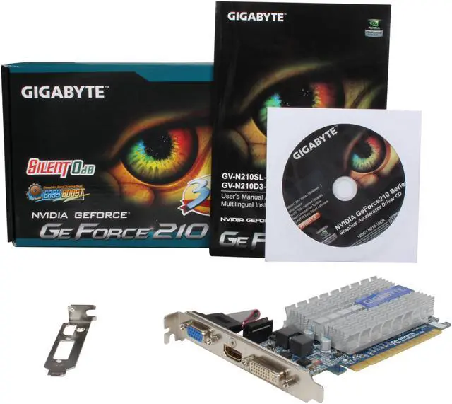 Alt view image 5 of 5 - GIGABYTE HD Experience Series GeForce 210 1GB DDR3 PCI Express 2.0 Low Profile Ready Graphics Card GV-N210SL-1GI