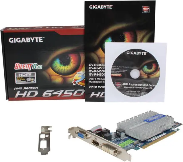 Alt view image 5 of 5 - GIGABYTE Radeon HD 6450 1GB DDR3 PCI Express 2.1 x16 Low Profile Graphics Card GV-R645SL-1GI