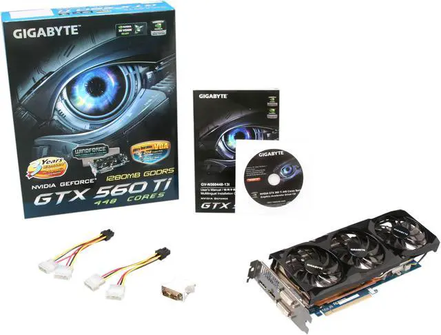 Alt view image 6 of 6 - GIGABYTE GeForce GTX 560 Ti - 448 Cores (Fermi) 1280MB GDDR5 PCI Express 2.0 x16 SLI Support Graphics Card GV-N560448-13I