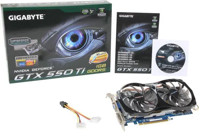 Alt view image 5 of 5 - GIGABYTE GeForce GTX 550 Ti (Fermi) 1GB GDDR5 PCI Express 2.0 x16 SLI Support Graphics Card GV-N550WF2-1GI