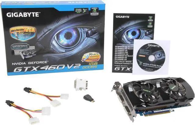 Alt view image 5 of 5 - GIGABYTE GeForce GTX 460 (Fermi) 1GB GDDR5 PCI Express 2.0 x16 SLI Support Graphics Card GV-N460OC-1GI V3