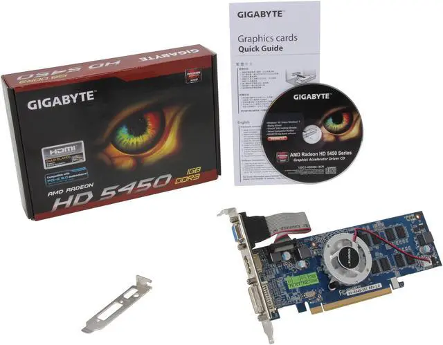 Alt view image 5 of 5 - GIGABYTE Radeon HD 5450 1GB DDR3 PCI Express 2.1 x16 Low Profile Graphics Card GV-R545-1GI