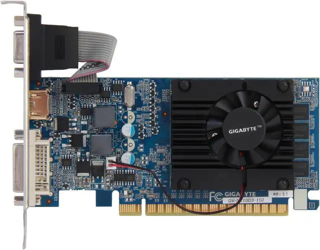 Alt view image 3 of 5 - GIGABYTE GeForce 210 1GB DDR3 PCI Express 2.0 x16 Low Profile Ready Graphics Card GV-N210D3-1GI Rev3.0