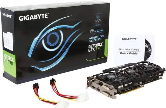 Alt view image 6 of 6 - GIGABYTE GV-N770OC-4GD GeForce GTX 770 4GB 256-Bit GDDR5 PCI Express 3.0 HDCP Ready WindForce 3X 450W Video Card