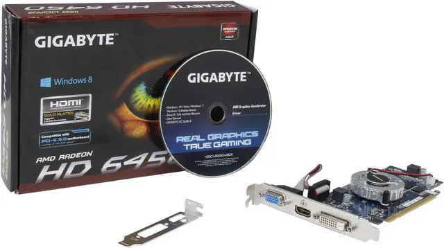 Alt view image 5 of 5 - GIGABYTE Radeon HD 6450 1GB DDR3 PCI Express 2.1 Low Profile Ready Graphics Card GV-R645-1GI REV2.0