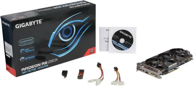 Alt view image 6 of 6 - GIGABYTE Radeon R9 280X 3GB GDDR5 PCI Express 3.0 CrossFireX Support Graphics Card GV-R928XOC-3GD