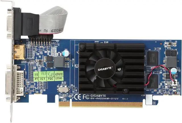Alt view image 3 of 5 - GIGABYTE Radeon HD 4550 Supporting up to 512MB(128MB onboard) GDDR3 PCI Express 2.0 x16 Low Profile Ready Graphics Card GV-R455HM-512I