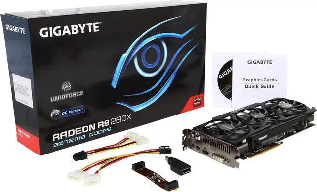 Alt view image 6 of 6 - GIGABYTE Radeon R9 280X 3GB GDDR5 PCI Express 3.0 Graphics Card GV-R928XOC-3GD REV2