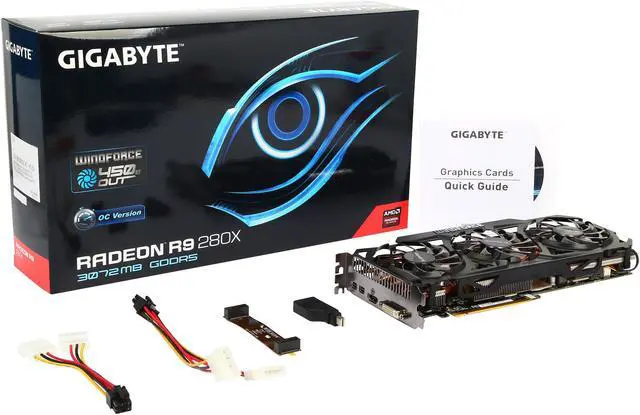 Alt view image 6 of 6 - GIGABYTE Radeon R9 280X 3GB GDDR5 PCI Express 3.0 ATX Graphics Card GV-R928XOC-3GD REV3