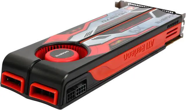 Alt view image 5 of 6 - GIGABYTE  GV-R5876P-2GD-B  Radeon HD 5870 (Cypress XT)  2GB  256-Bit  GDDR5  PCI Express 2.1 x16  HDCP Ready CrossFireX Support Eyefinity 6 Edition Video Card Factory Refurbished