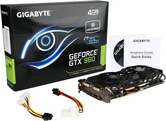 Alt view image 6 of 6 - GIGABYTE GeForce GTX 960 4GB WINDFORCE 2X OC EDITION, GV-N960WF2OC-4GD