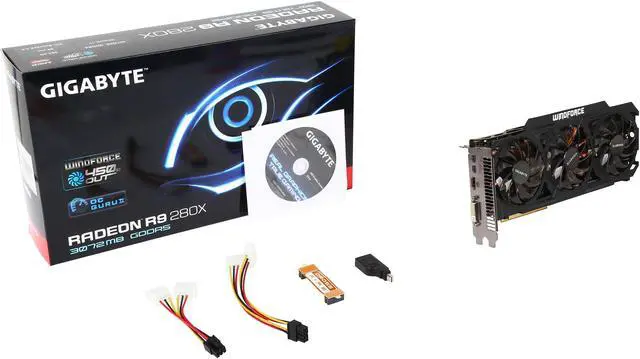 Alt view image 6 of 6 - GIGABYTE Radeon R9 280X 3GB GDDR5 PCI Express 3.0 CrossFireX Support Graphics Card GV-R928XWF3-3GD (rev. 3.0)