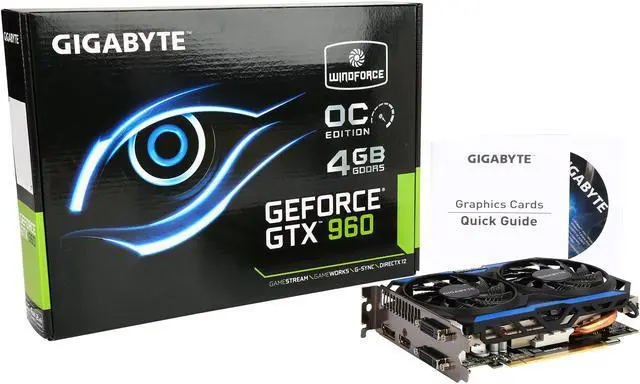 Alt view image 6 of 6 - GIGABYTE GeForce GTX 960 4GB WINDFORCE 2X OC EDITION, GV-N960OC-4GD