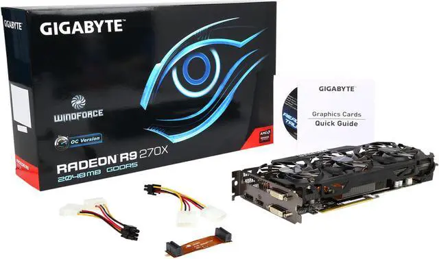 Alt view image 6 of 6 - GIGABYTE Radeon R9 270X 2GB GDDR5 PCI Express 3.0 x16 CrossFireX Support ATX Graphics Card GV-R927XOC-2GD (rev. 2.0)
