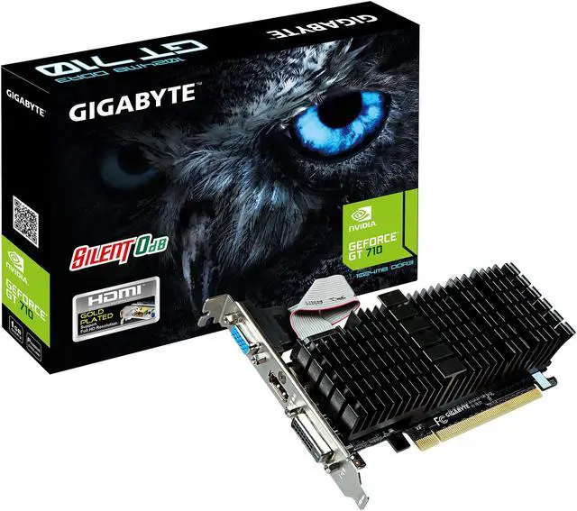 Alt view image 4 of 4 - GIGABYTE GeForce GT 710 1GB GDDR3 PCI Express 2.0 Graphics Card GV-N710SL-1GL REV2.0