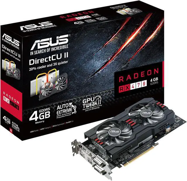 Alt view image 4 of 4 - ASUS Radeon RX 470 4GB DC2 Edition DP 1.4 HDMI 2.0 AMD Gaming Graphics Card (RX470-DC2-4G)