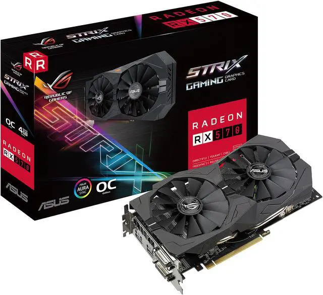 Alt view image 6 of 6 - ASUS ROG Strix Radeon RX 570 O4G Gaming OC Edition GDDR5 DP HDMI DVI VR Ready AMD Graphics Card (ROG-STRIX-RX570-O4G-GAMING)