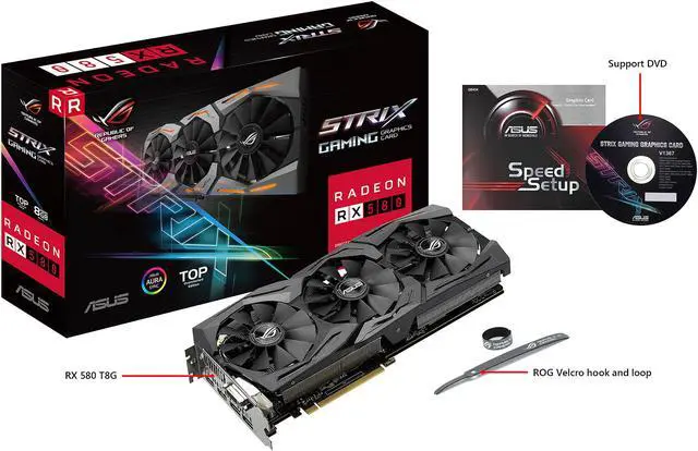Alt view image 5 of 6 - ASUS ROG Strix Radeon RX 580 T8G Gaming Top OC Edition GDDR5 DP HDMI DVI VR Ready AMD Graphics Card (ROG-STRIX-RX580-T8G-GAMING)