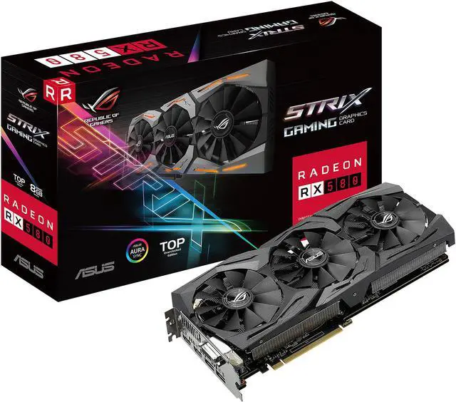 Alt view image 6 of 6 - ASUS ROG Strix Radeon RX 580 T8G Gaming Top OC Edition GDDR5 DP HDMI DVI VR Ready AMD Graphics Card (ROG-STRIX-RX580-T8G-GAMING)