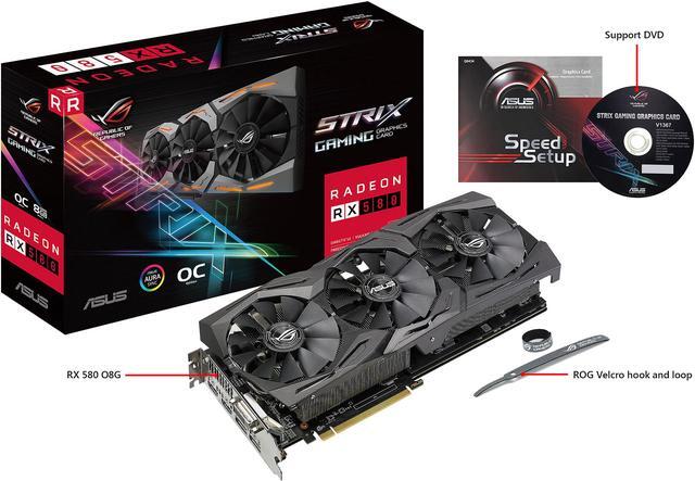 Alt view image 5 of 7 - ASUS ROG Strix Radeon RX 580 O8G Gaming OC Edition GDDR5 DP HDMI DVI VR Ready AMD Graphics Card with RGB Lighting (ROG-STRIX-RX580-O8G-GAMING)