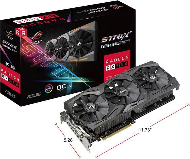 Alt view image 7 of 7 - ASUS ROG Strix Radeon RX 580 O8G Gaming OC Edition GDDR5 DP HDMI DVI VR Ready AMD Graphics Card with RGB Lighting (ROG-STRIX-RX580-O8G-GAMING)