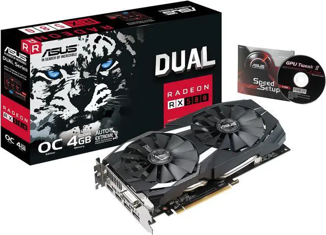 Alt view image 5 of 7 - ASUS Radeon RX 580 O4G Dual-fan OC Edition GDDR5 DP HDMI DVI VR Ready AMD Graphics Card (DUAL-RX580-O4G)