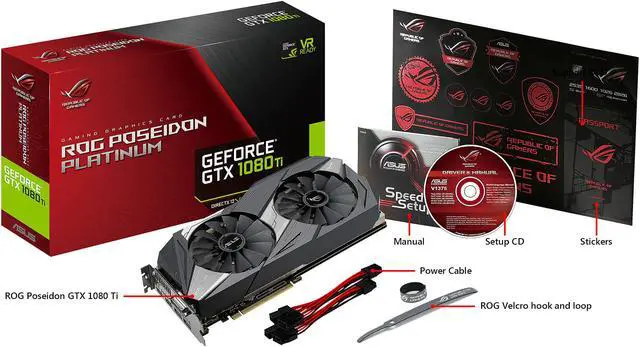 Alt view image 4 of 5 - ASUS ROG Poseidon GeForce GTX 1080 TI 11GB Platinum Edition DP HDMI DVI Gaming Graphics Card (ROG-POSEIDON-GTX1080TI-P11G-GAMING)