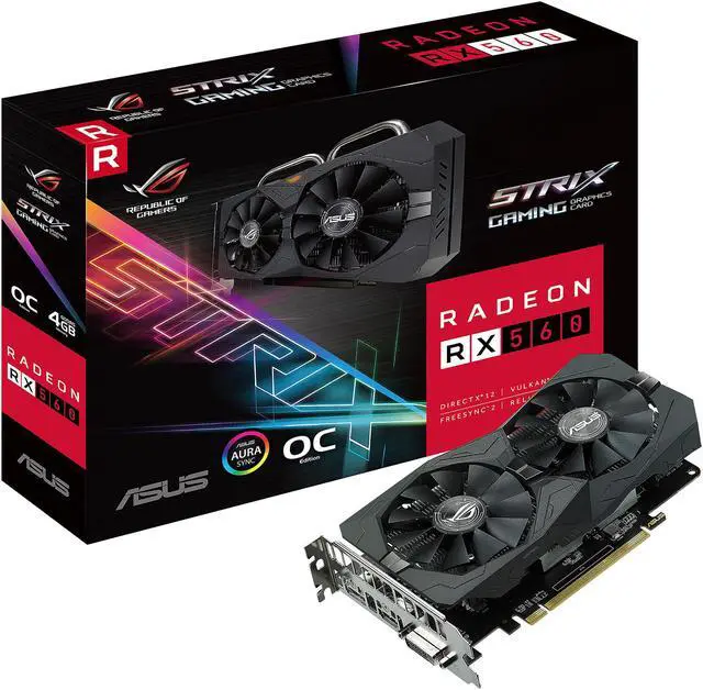 Alt view image 6 of 6 - ASUS ROG Strix Radeon RX 560 O4GB Gaming OC Edition GDDR5 DP HDMI DVI AMD Graphics Card (ROG-STRIX-RX560-O4G-GAMING)