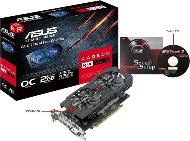 Alt view image 4 of 5 - ASUS Radeon RX 560 2GB OC Edition GDDR5 DP HDMI DVI AMD Graphics Card (RX560-O2G)