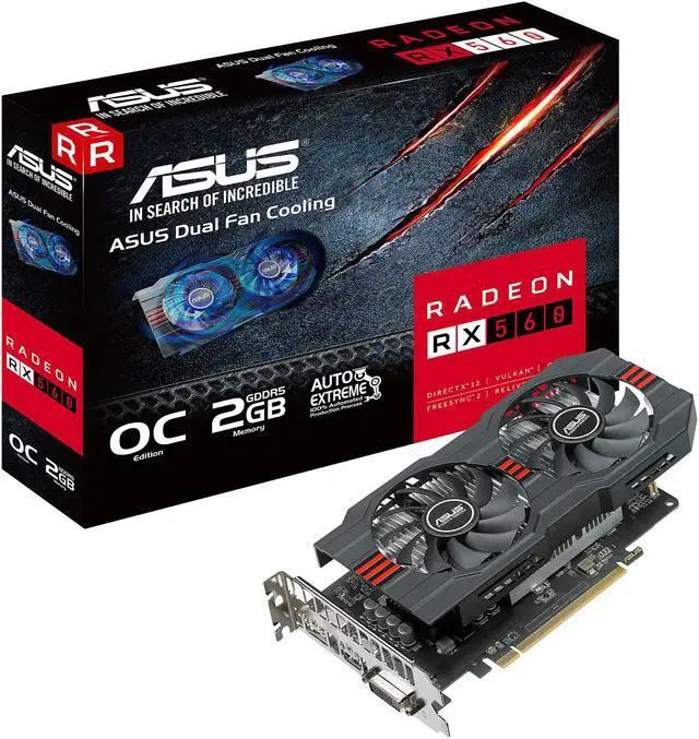 Alt view image 5 of 5 - ASUS Radeon RX 560 2GB OC Edition GDDR5 DP HDMI DVI AMD Graphics Card (RX560-O2G)