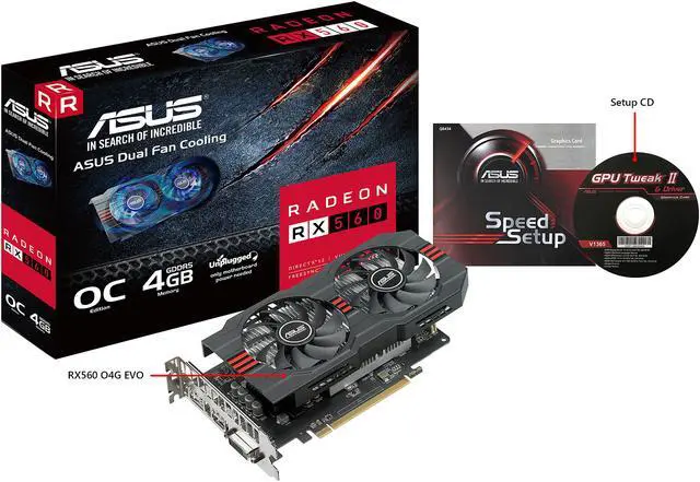 Alt view image 5 of 6 - ASUS Radeon RX 560 4GB EVO OC Edition GDDR5 DP HDMI DVI AMD Graphics Card (RX560-O4G-EVO)